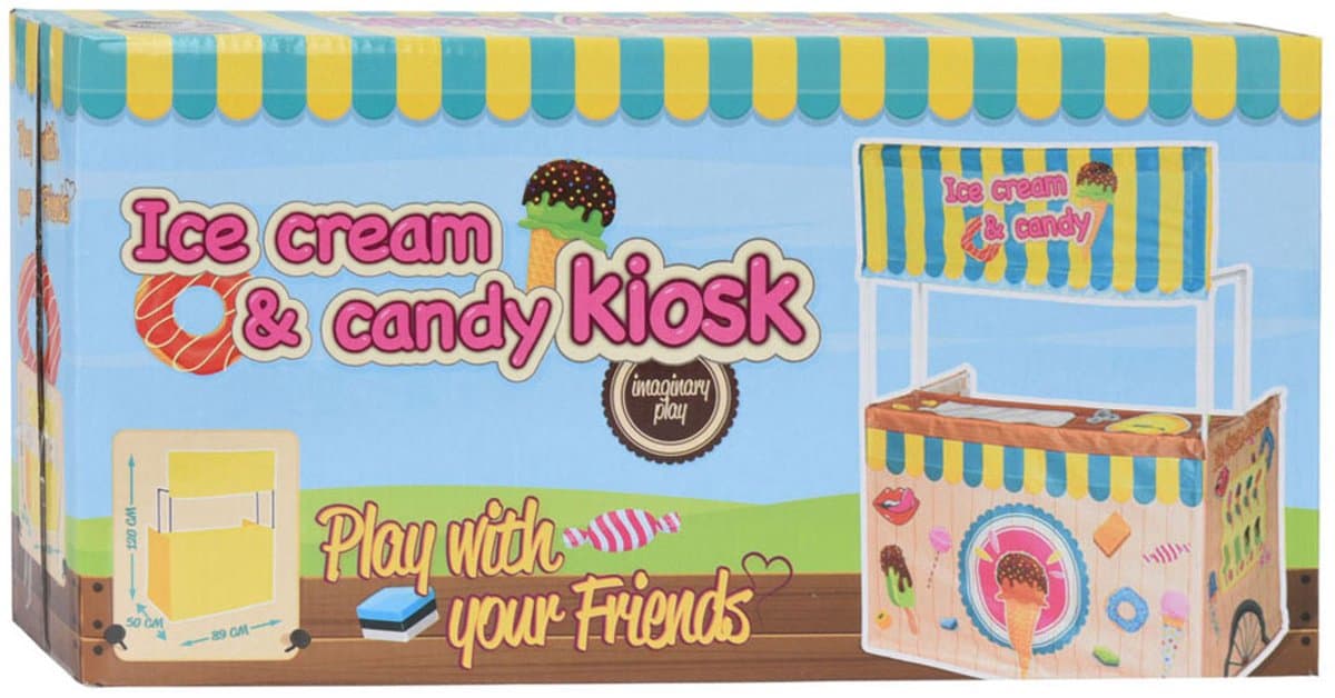 Speeltent ijskraam winkel 123cm - kleurrijke kinderspeeltent kraam.