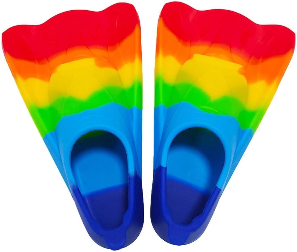 Zwemvliezen - Trainingsvinnen Snorkelvinnen - Sneller Zwemmen - Zacht Siliconen Materiaal - Kort Model - Regenboog
