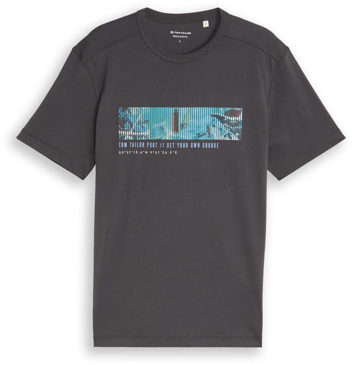 Tom Tailor - T-shirt met fotoprint - Maat XL - Tarmac Grey