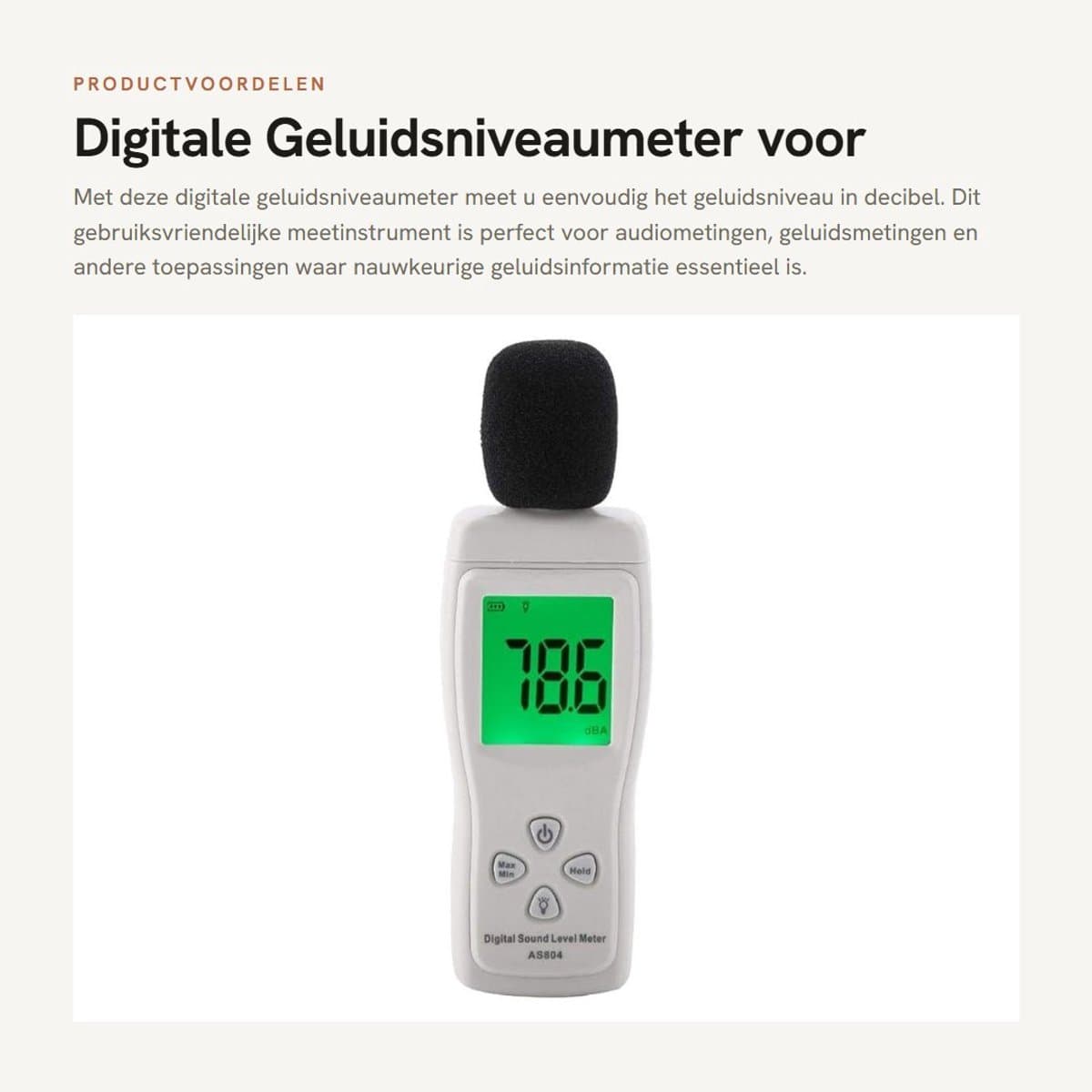 Dailygoods- Geluidsniveaumeter digitale - Draagbare Decibelmeter - Geluidstestmonitor - Audiodecibelmeter 30-130dBA - Geluidsvolume - Geluidsopname