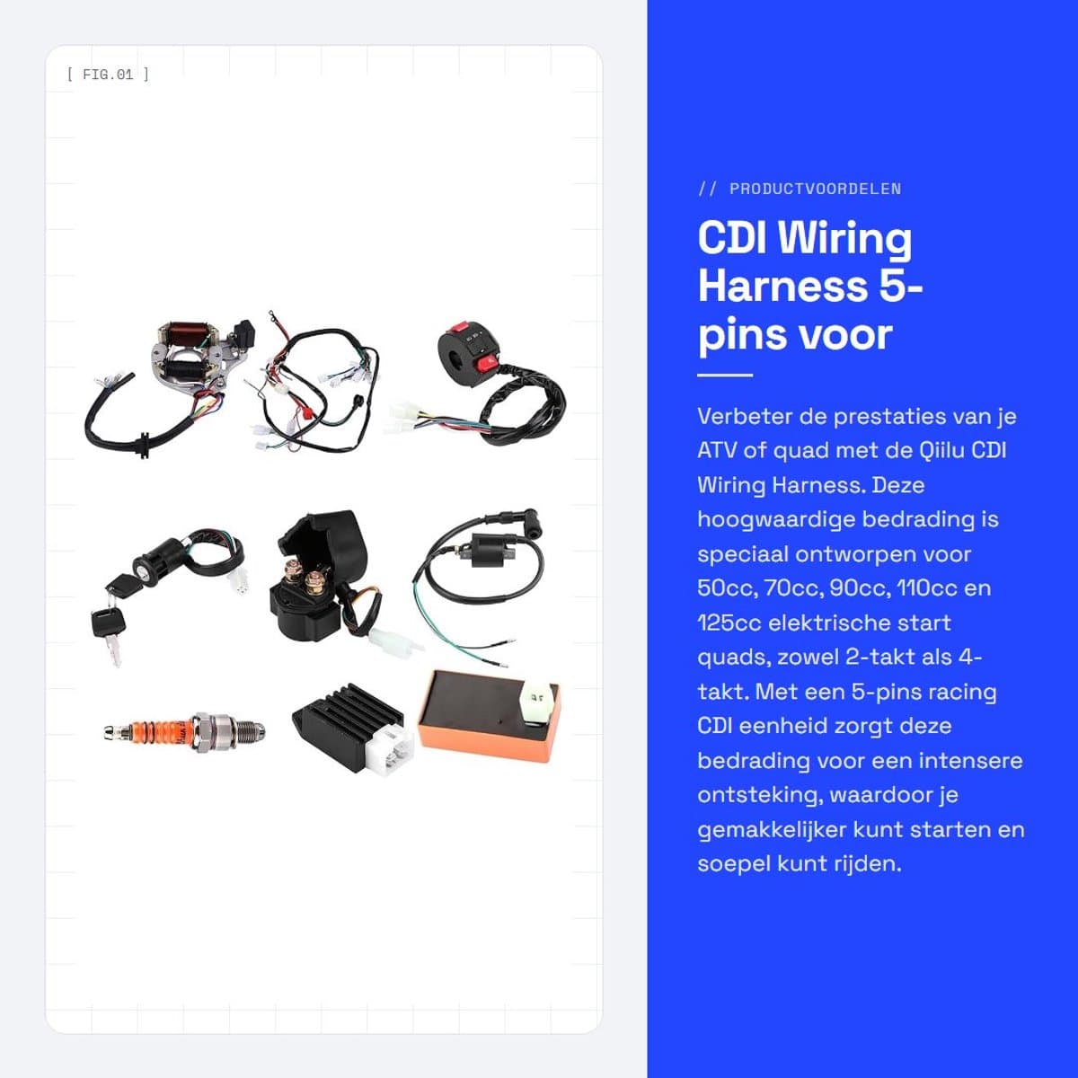 Dailygoods - CDI Wiring Harness 5-pins voor 50cc 70cc 90cc 110cc ATV Quad
