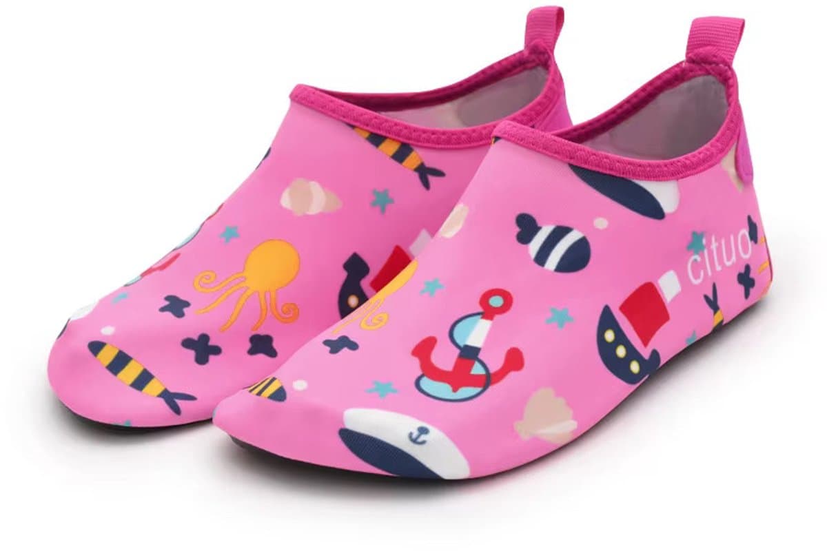 Roze waterschoentjes - Strandschoentjes - Zwemschoentjes van Baby-Slofje met figuren maat 28/29