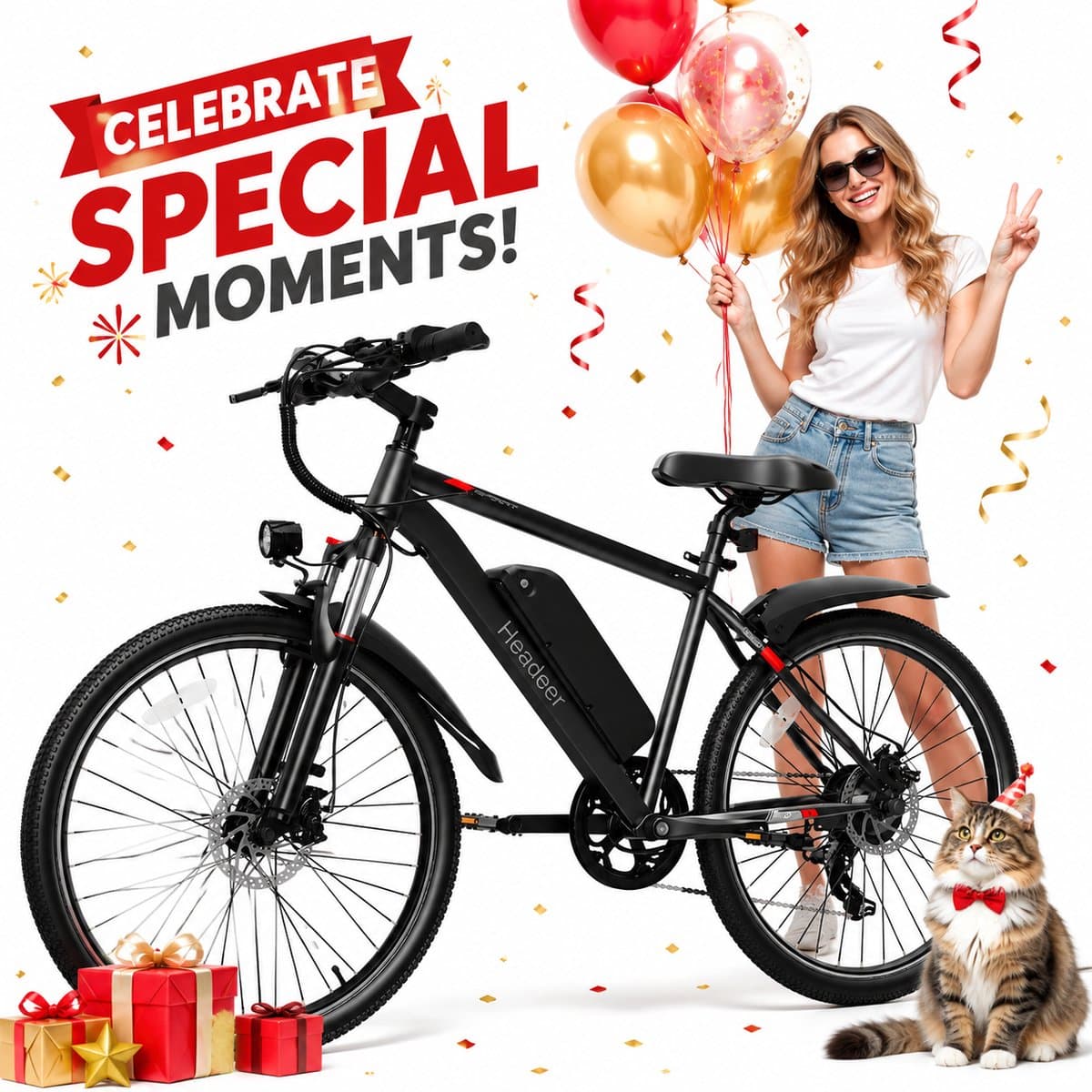 26 inch elektrische bergfiets voor volwassenen, 48V 13.5AH lithiumbatterij E-fiets met 5 snelheidsmodi, 22km / h max snelheid, voor- en achtervering, schijfremmen, tot 100KM bereik, 150KG laadcapaciteit