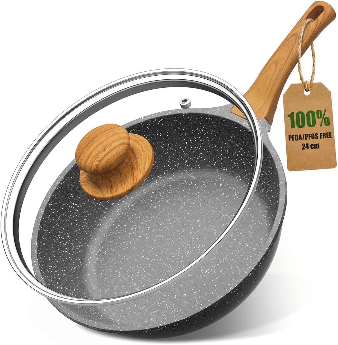 YASHE diepe koekenpan - 24 cm - 3,3 L - deksel