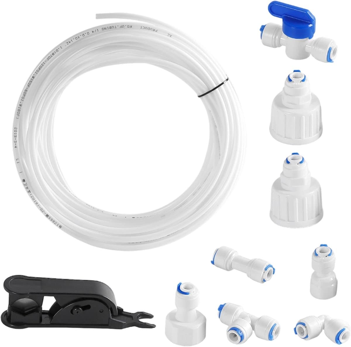 longziming -Waterleiding Aansluitset - Waterfilter Slang Set 15 m - Koelkast en Waterzuiveraar Aansluitkit - Snelaansluiting met Afsluitkraan - POM Materiaal - 1 Set