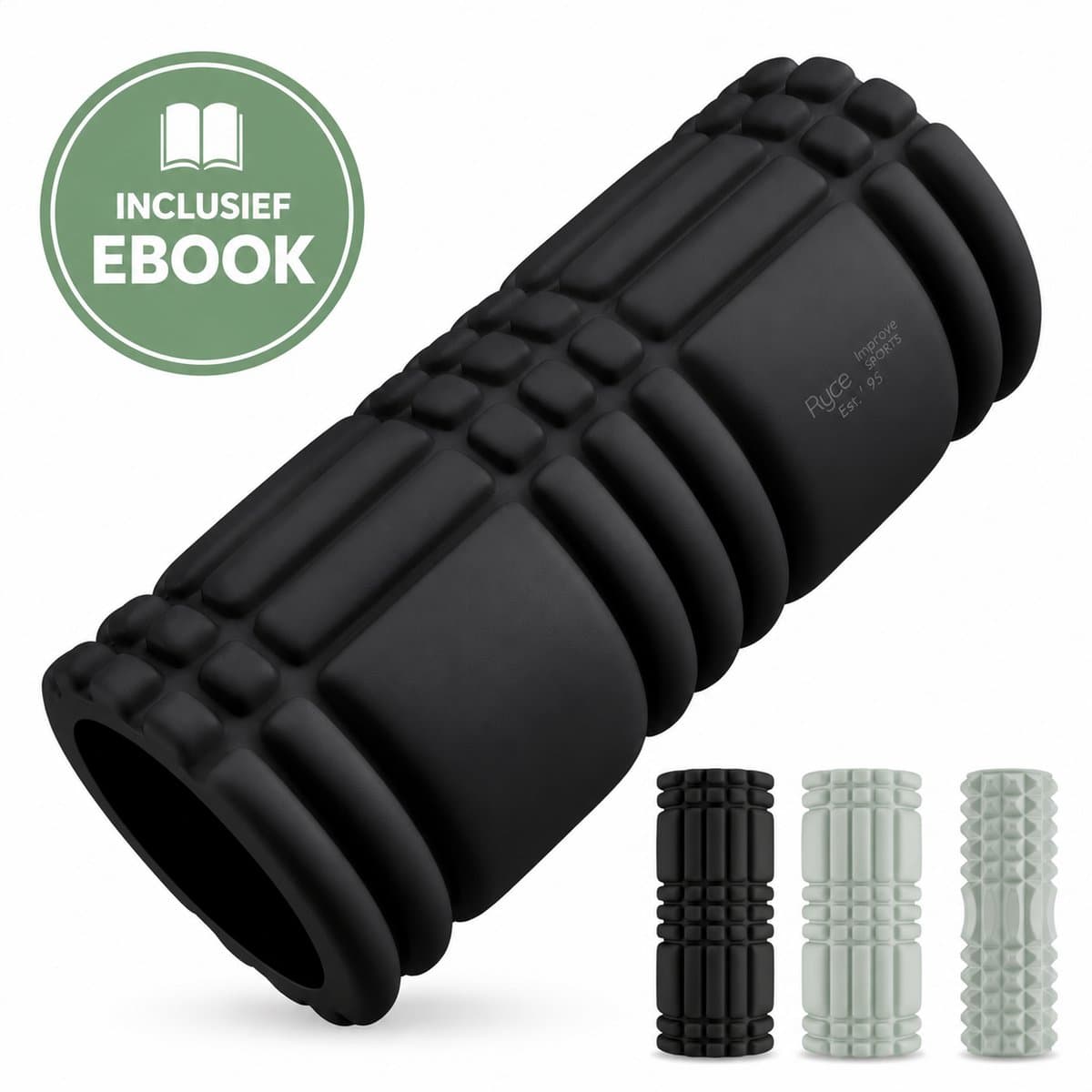 Ryce® Foam Roller - Massage - Triggerpoint - 33cm - Beginner Zwart