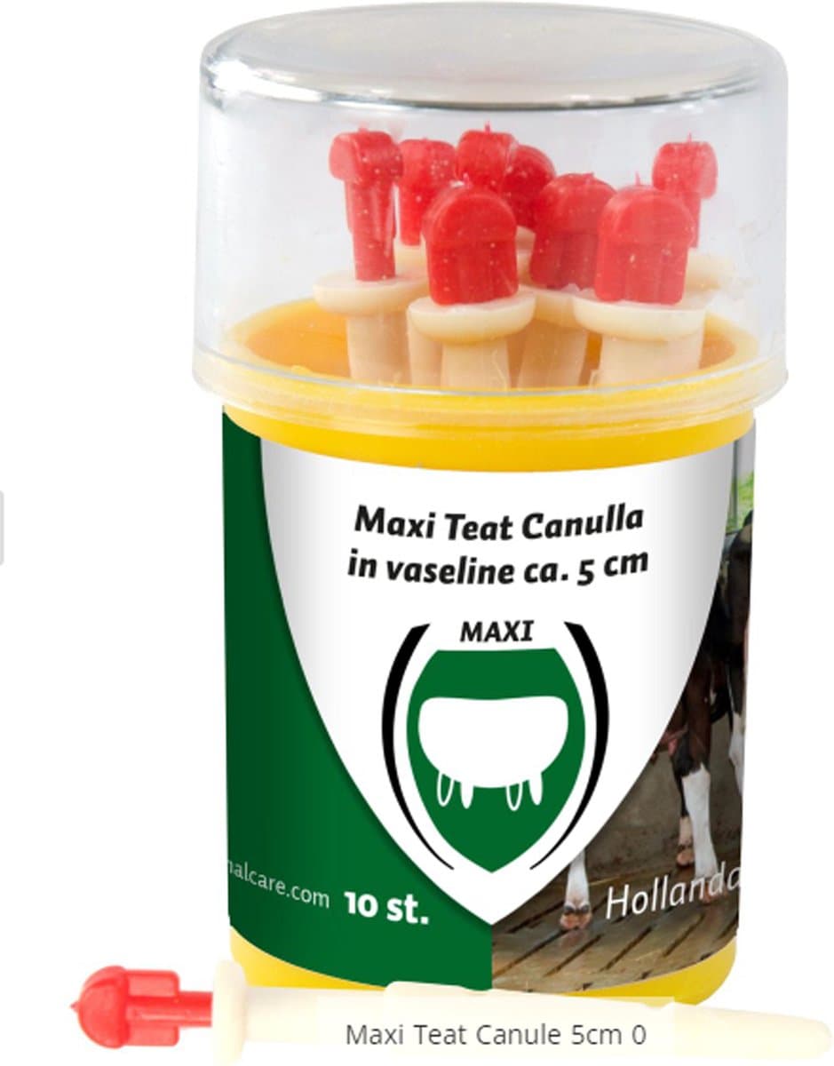 Excellent Maxi Tepelcanule - Maxi Teat Cannula in vaseline - Tegen beschadiging - Rode dop - in zalf - 5 cm - 10 stuks