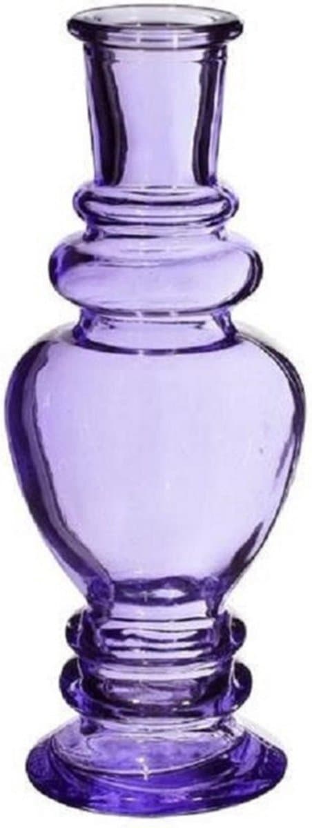 Ideas 4 Seasons Bloemenvaas Venice - voor kleine stelen/boeketten - gekleurd sierglas - helder paars - D5.7 x H15 cm