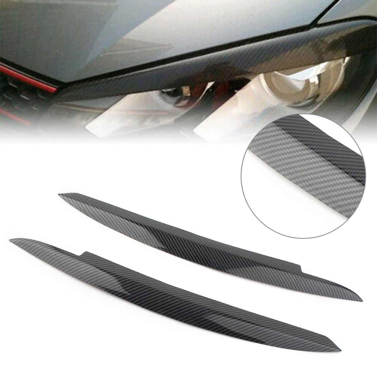 VCTparts® Volkswagen Golf 6 Koplamp Booskijker Wenkbrauw Carbon (set)