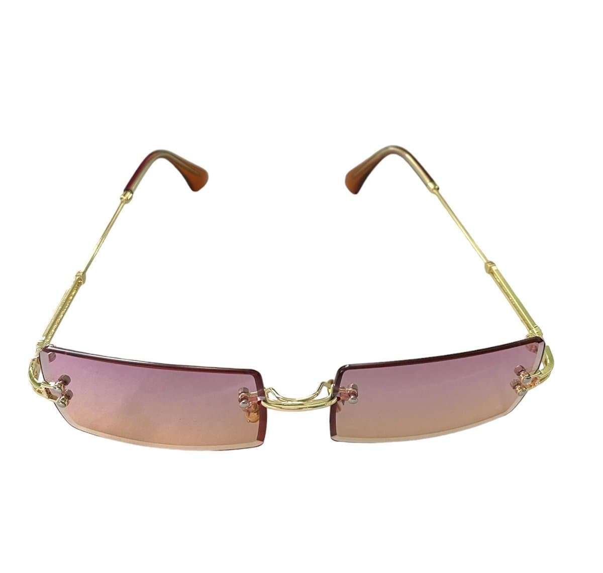 ASTRADAVI Zonnebril - Unisex Sunglasses UV400 - Gouden Metalen frame - Randloos Lenzen - Paars Oranje