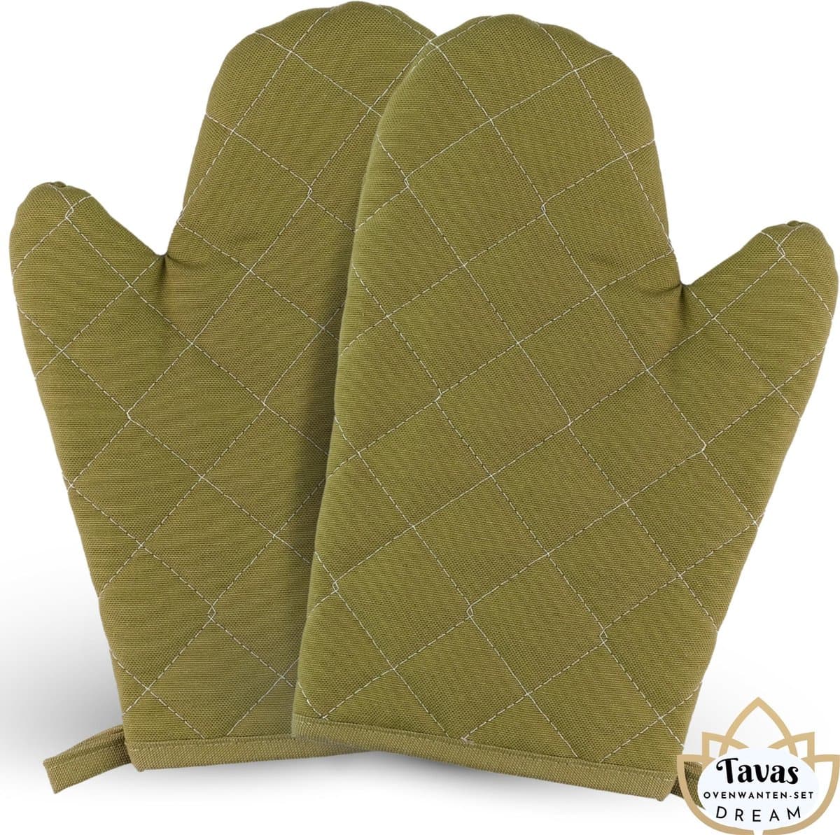 DREAM Ovenwanten 2 Stuks Groen Katoen Hittebestendige Ovenhandschoenen tot 250°C