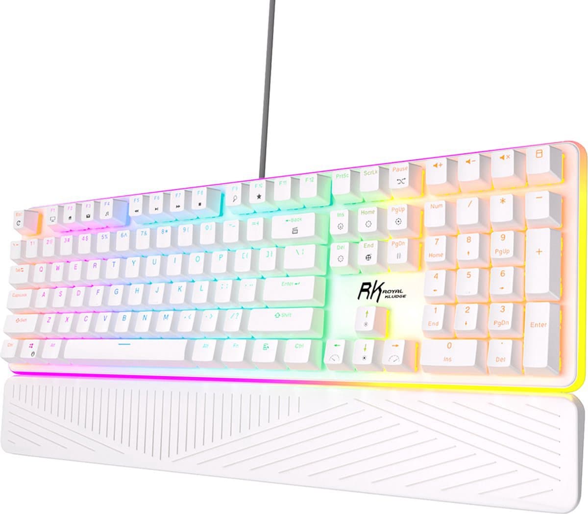 Royal Kludge RK918 - Gaming Toetsenbord - Mechanisch Toetsenbord - RGB - Wit - Blue Switches - Met Polssteun