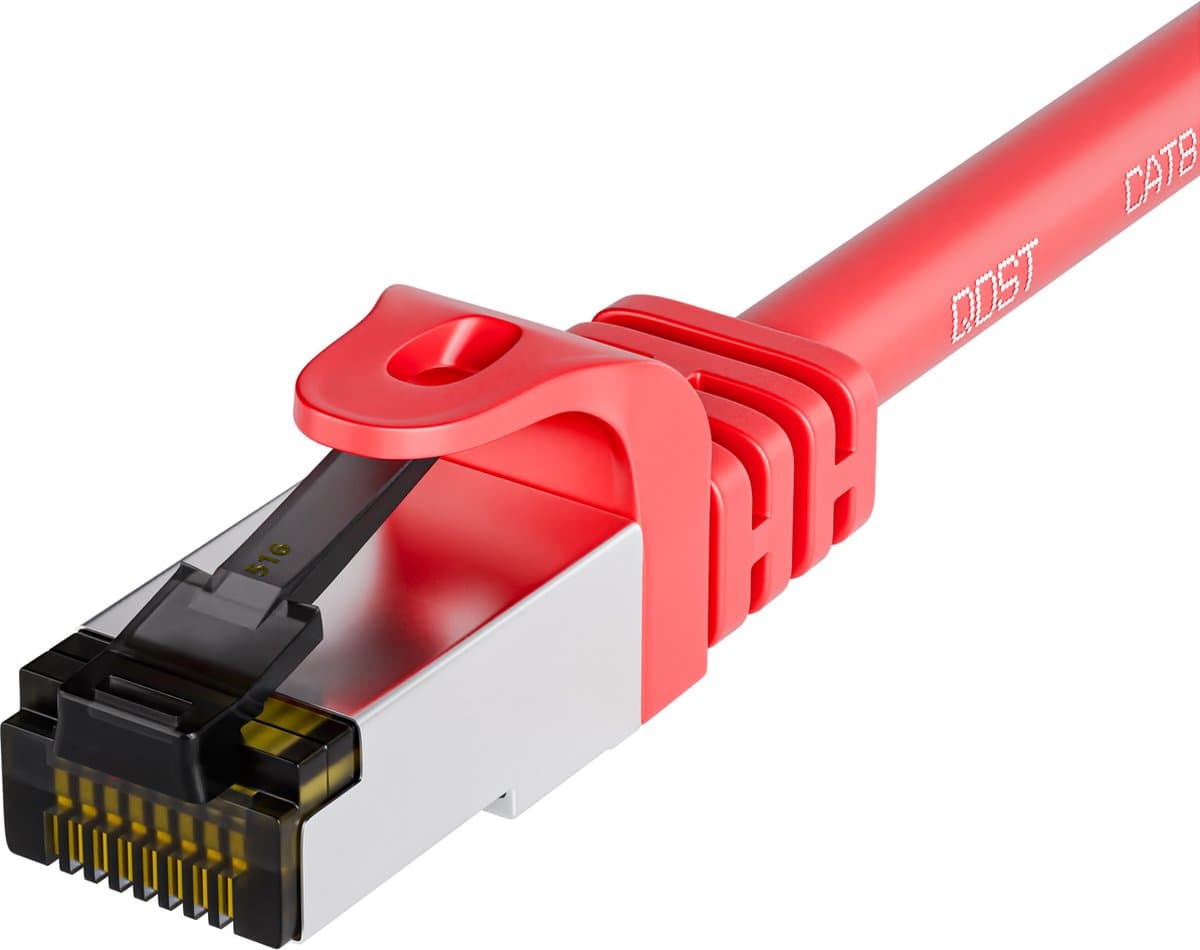 Qost - CAT8.1 internetkabel - SFTP / PiMF LZSH - 40 Gbps / 2000 MHz - RJ45 Connectoren - Patchkabel / Netwerkkabel - 7,5 meter - Rood