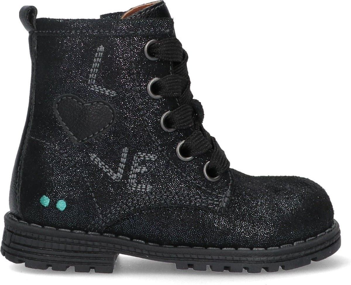 BunniesJR Thijs Trots Meisjes Biker Boots - Blauw - Leer - Veters