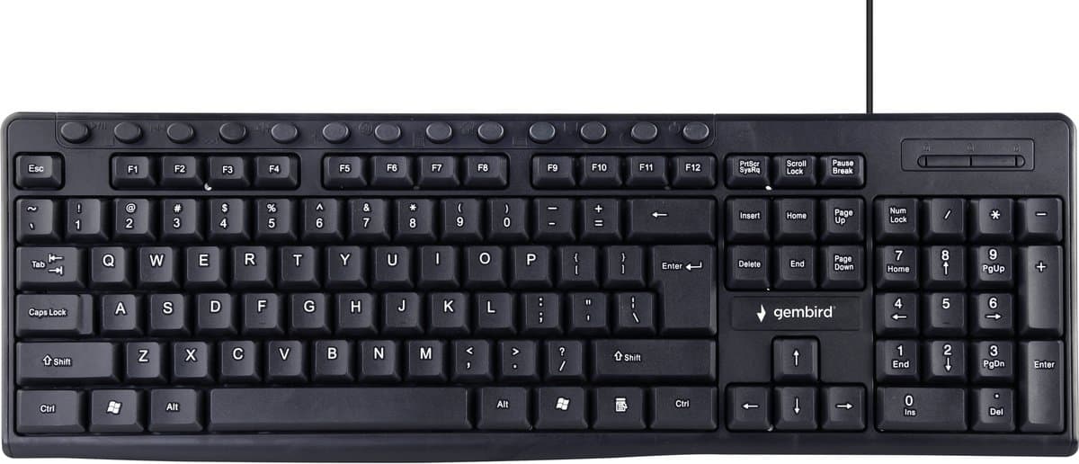 Gembird bedraad USB toetsenbord met 13 multimedia toetsen - QWERTY (US) / zwart - 1,4 meter