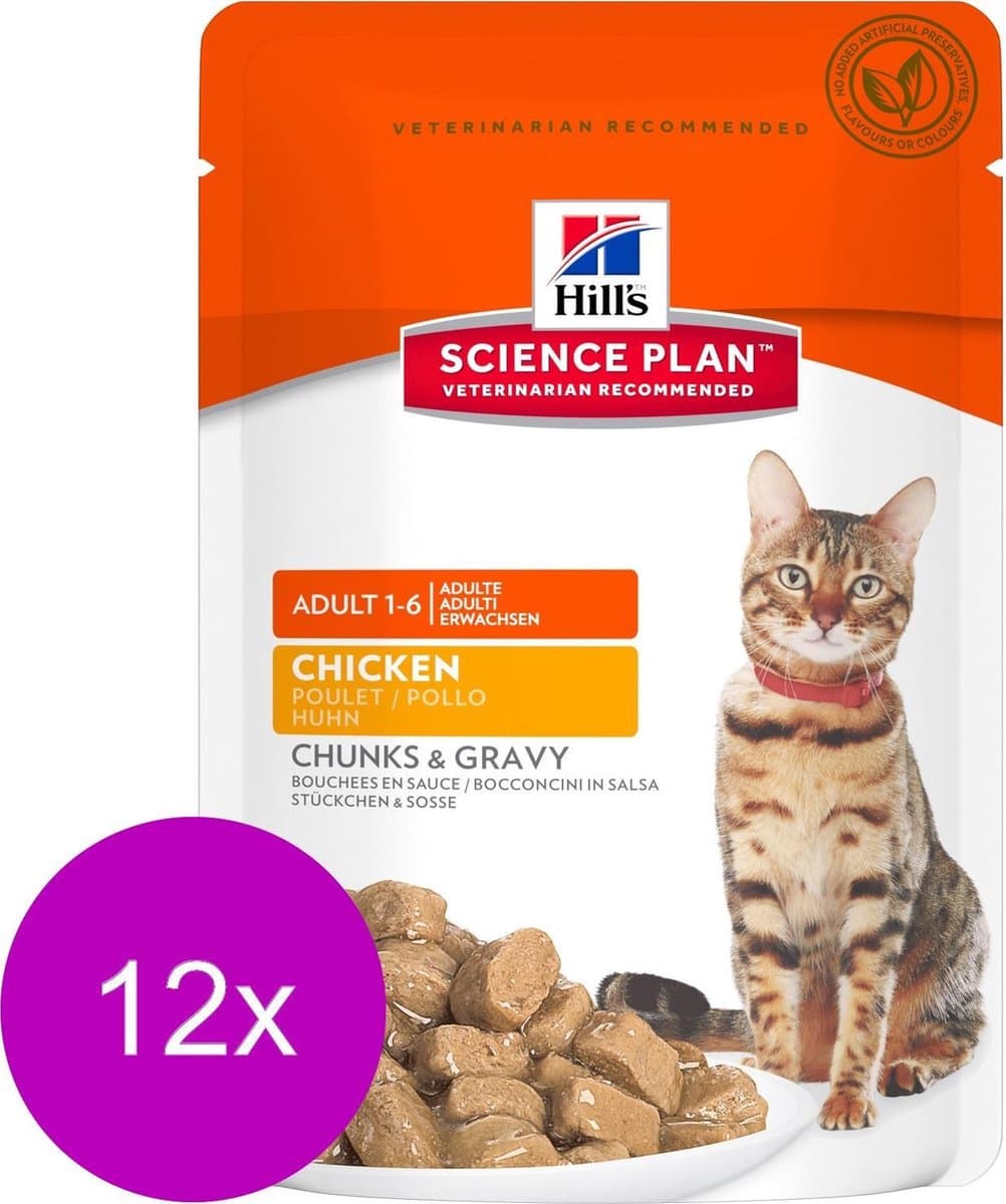 12x Hill's Science Plan Feline Pouch Adult Kip 85 gr