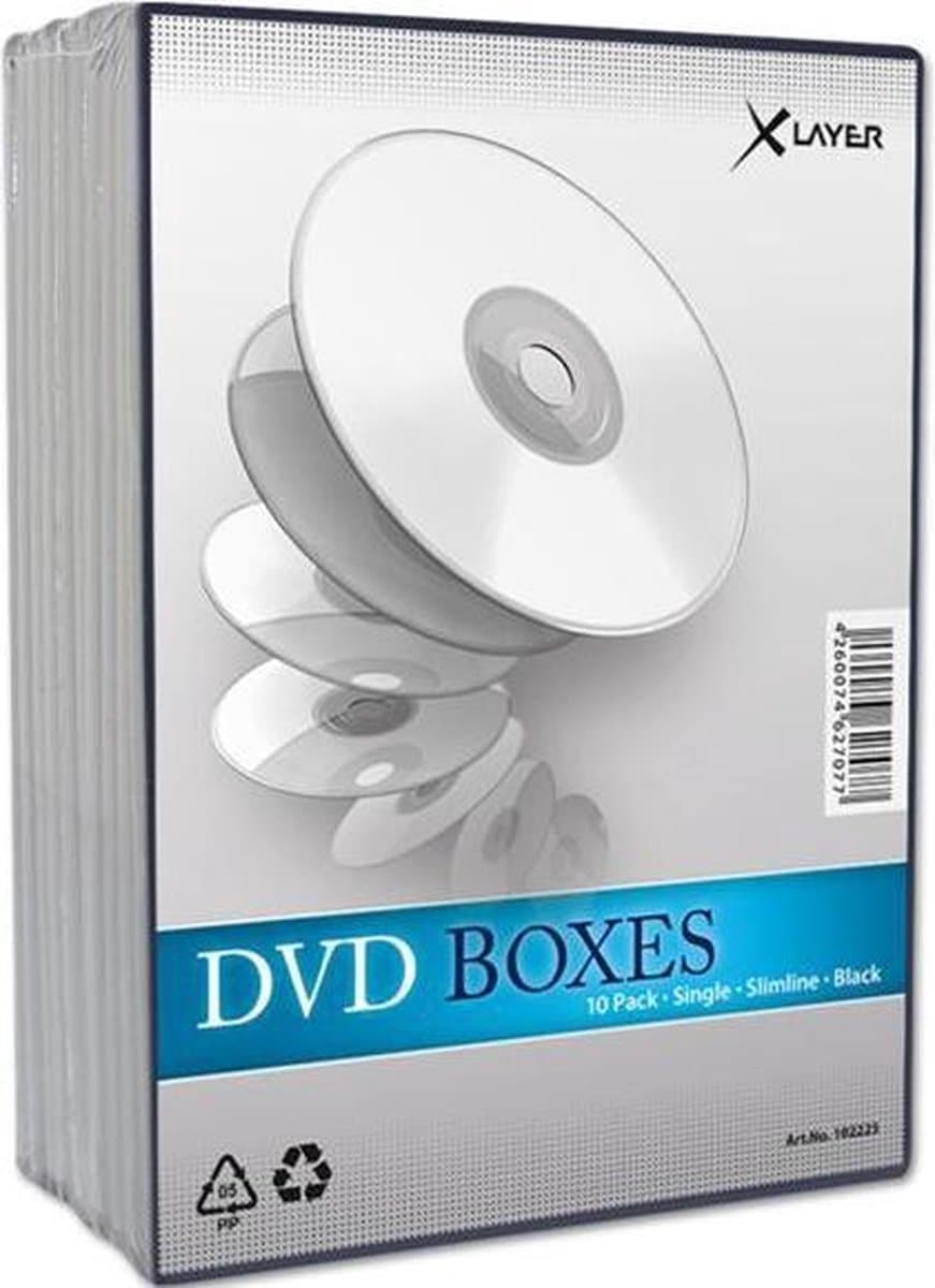 10 Stuks XLayer 102225 1 X DVD-doosje Slimline Zwart