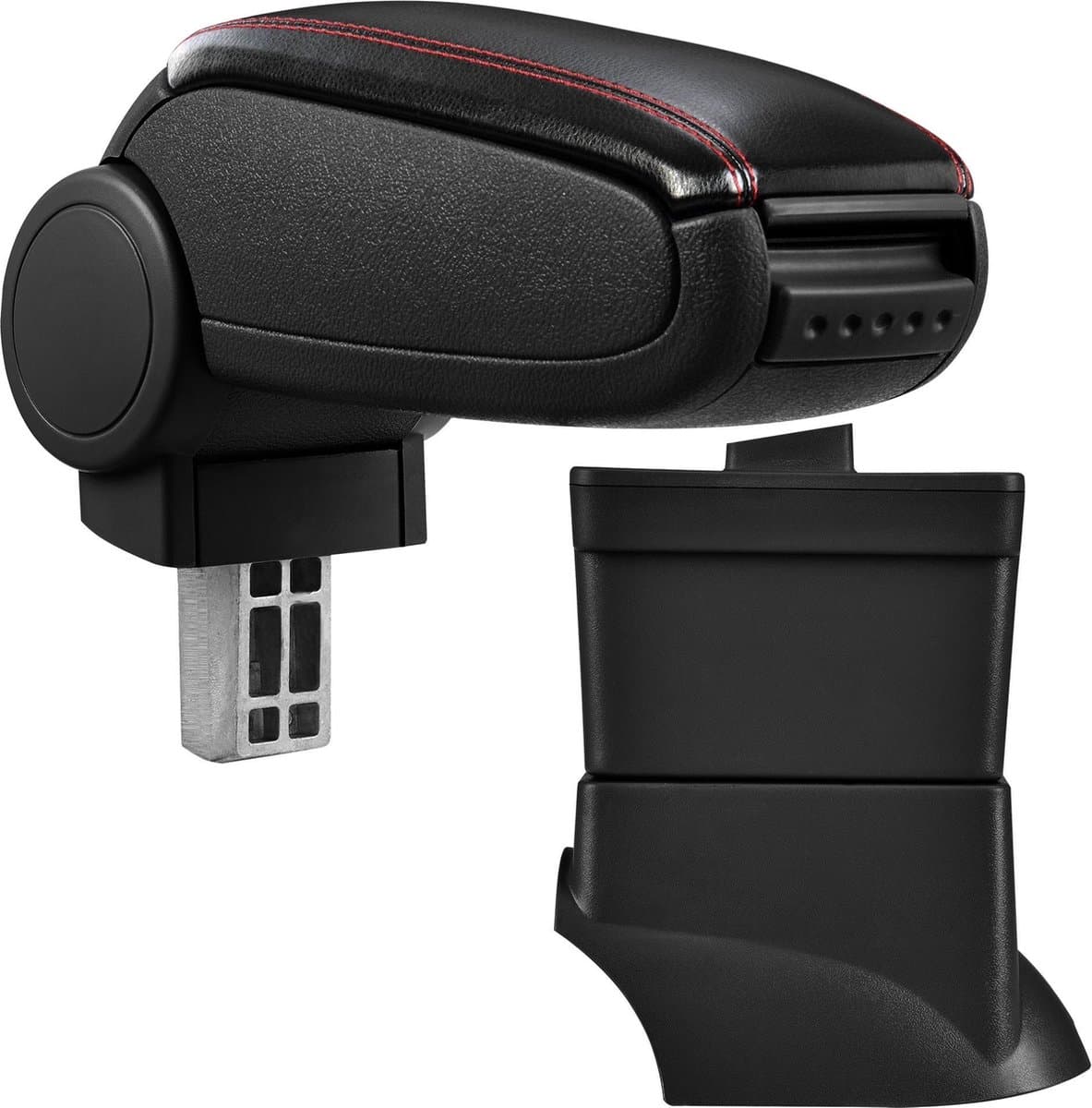 Armsteun Fiat 500 2007-2017 kunstleer zwart met rood stiksel