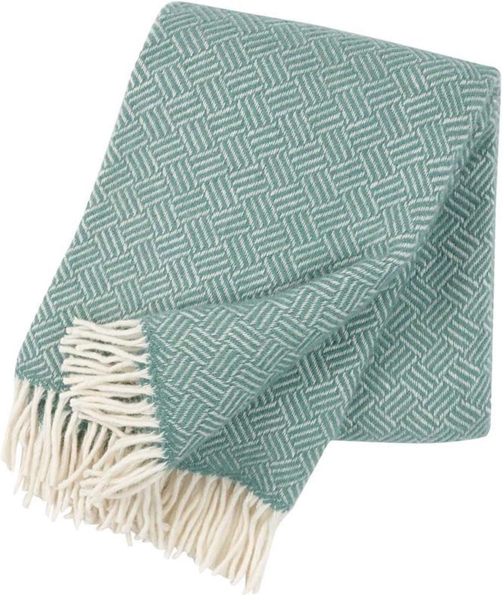 Klippan - Plaid - deken - Samba - mintgroen-wolwit - 100% Lamswol 130x200 cm - wasbaar - duurzaam geproduceerd
