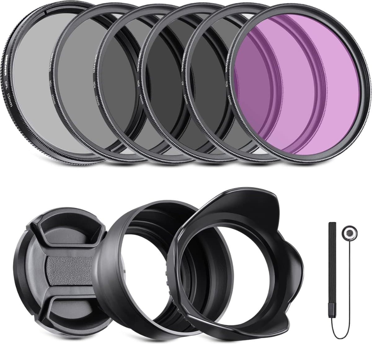 Neewer® - Professionele 55mm UV CPL FLD Lensfilter en ND Neutrale Dichtheidsfilter (ND2, ND4, ND8) Accessoireset voor Sony A37 A55 A57 A65 A77 A100