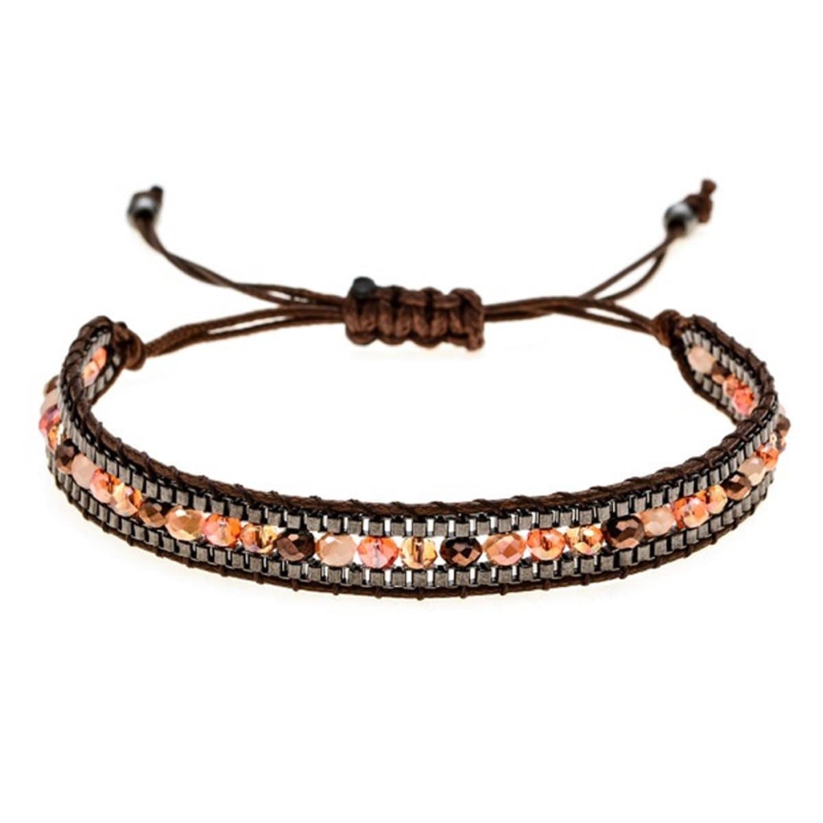 Marama - damesarmband Elin Oranje - verstelbaar - vegan - minimalistisch - rocailles en kralen