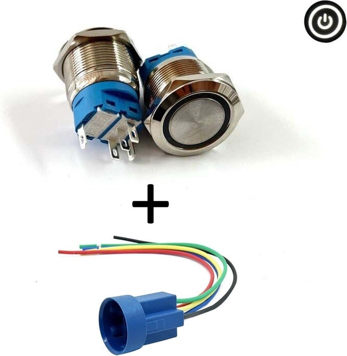 VCTparts® Inbouw Schakelaar 12V Drukknop - Aan/Uit Logo voor Elektrische Accessoires