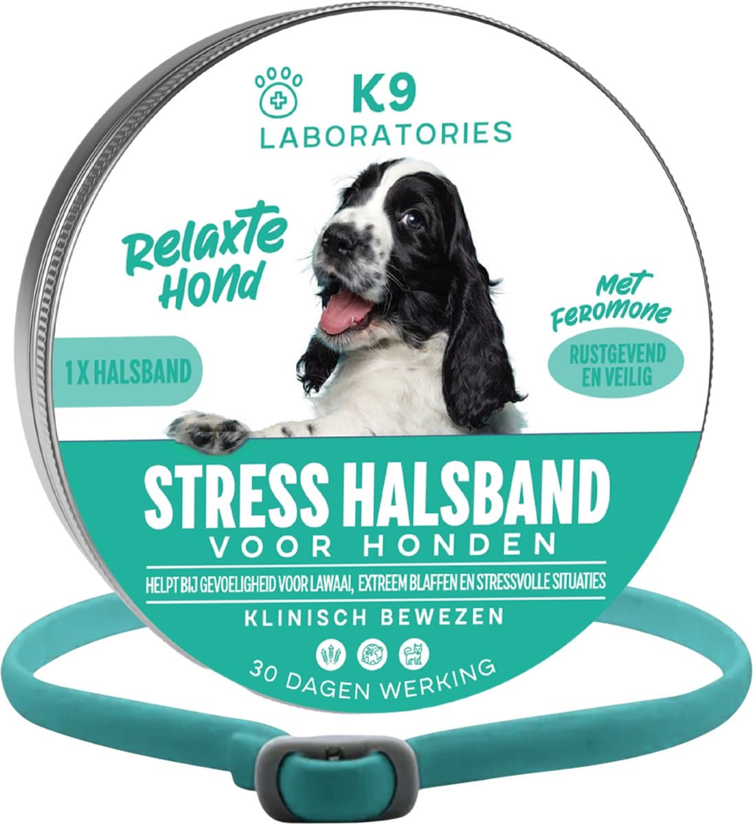 Antistress halsband Voor Honden - Turquoise - Met feromonen - Bij stress, angst en nervositeit - Kalmerend en geruststellend - Alternatief voor feromonen verdamper