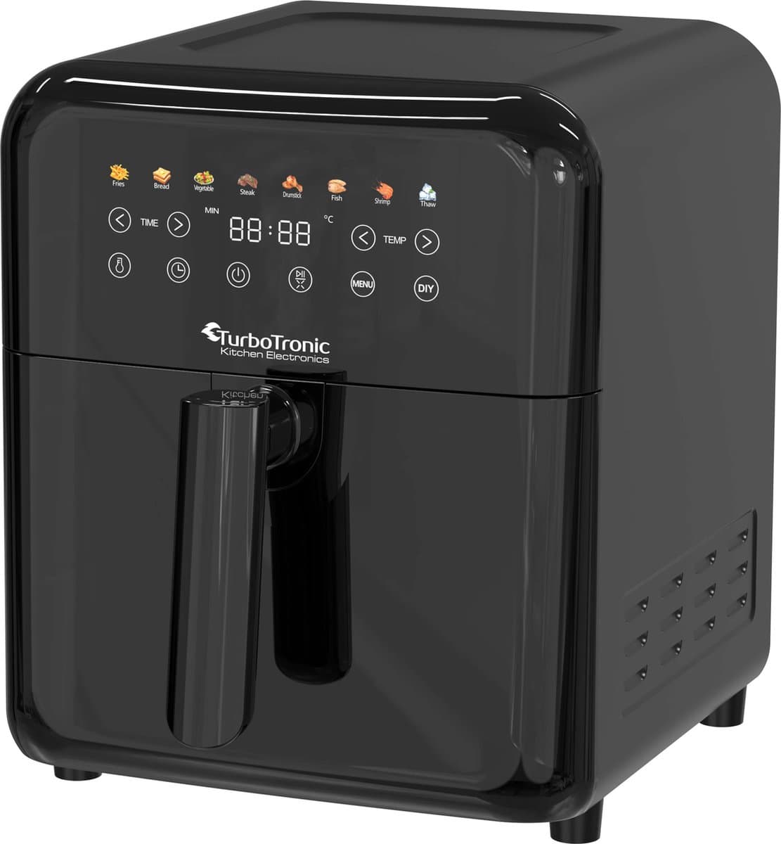 Turbotronic Airfryer XL AirChef - 6L - 1500W - Heteluchtfriteuse - 50ºC tot 200ºC - 8 Kookprogramma's
