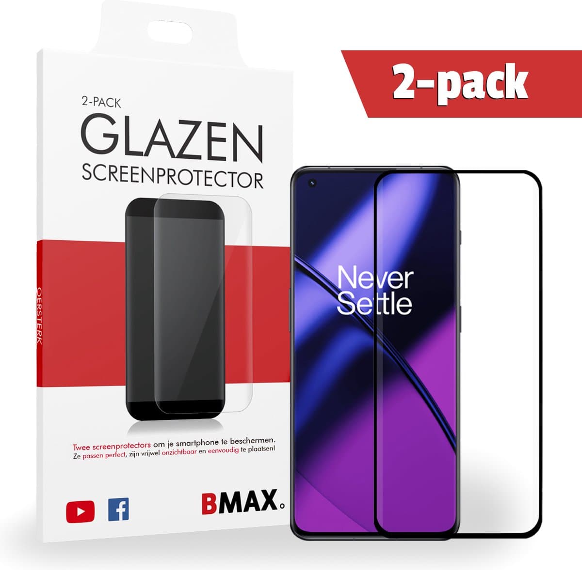 2-pack BMAX Screenprotectors geschikt voor OnePlus 11 - Van gehard glas - Samsung screenprotectors - Telefoonaccessoires - Telefonie & Accessoires - Beschermglas - Glazen screenprotectors