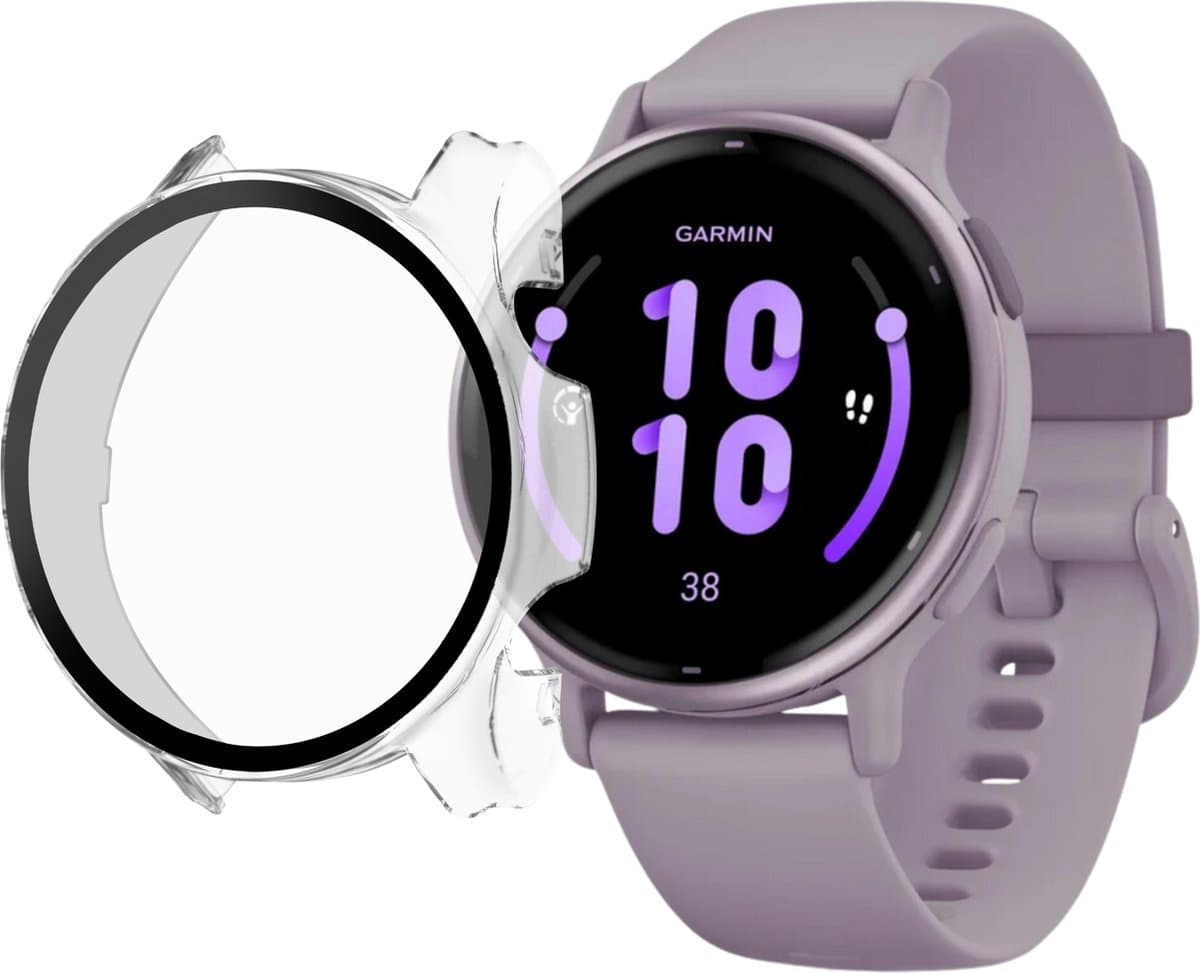 Hoesje voor Garmin Vivoactive 5 - Harde beschermhoes transparant scherm gehard glas