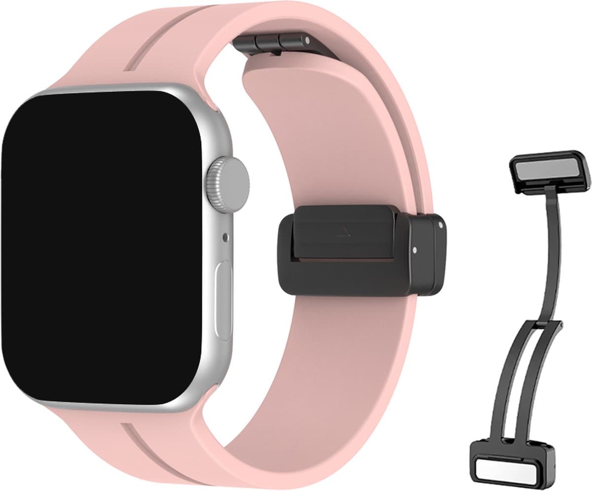 Innerlight® Supreme - Roze - 38mm/40mm/41mm - Siliconen bandje geschikt voor Apple Watch met Magneetsluiting - Geschikt als Apple Watch bandje voor Series 1/2/3/4/5/6/7/8/9/10 42mm/11 42mm/SE
