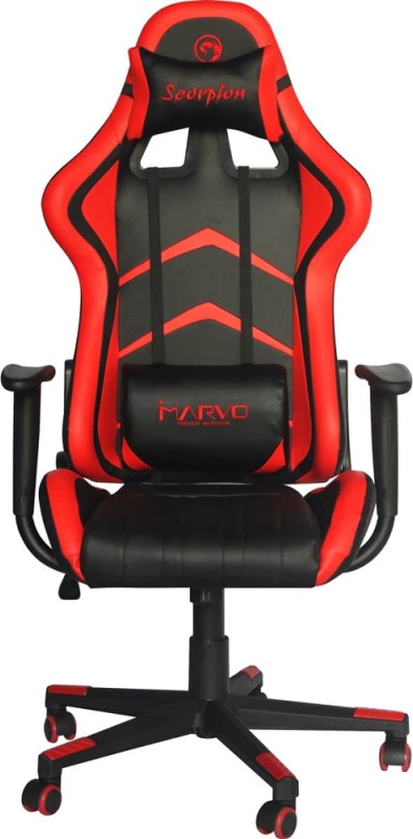 Marvo SCAUN GAMING CH-106, Gaming leunstoel, 150 kg, Zitgedeelte van mesh, Netrugleuning, Universeel, Zwart, Rood