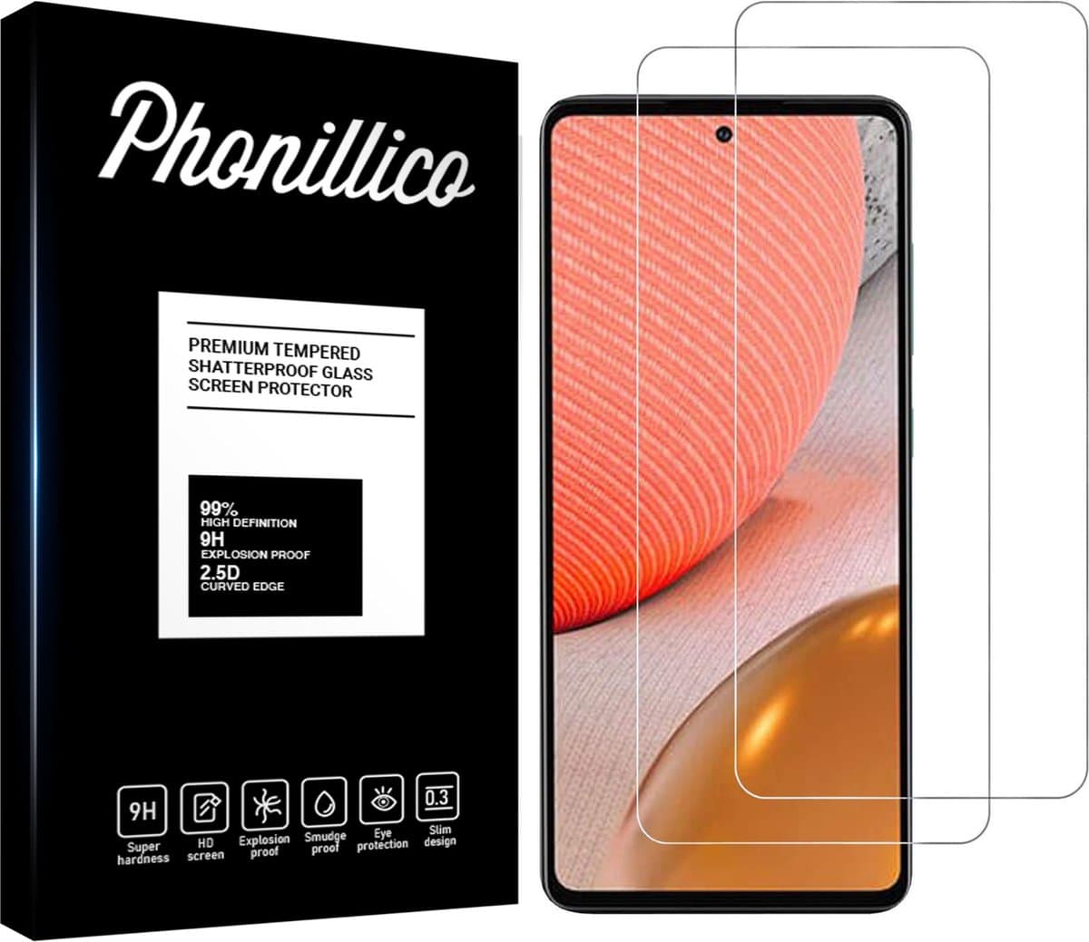 Screenprotector voor Samsung Galaxy A72 - 2 stuks Beschermglas van glas Transparante glazen schermbeschermfolie