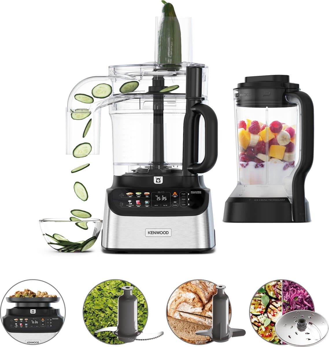 Kenwood MultiPro OneTouch, Foodprocessor en Blender, FDM73.480SS, Silver