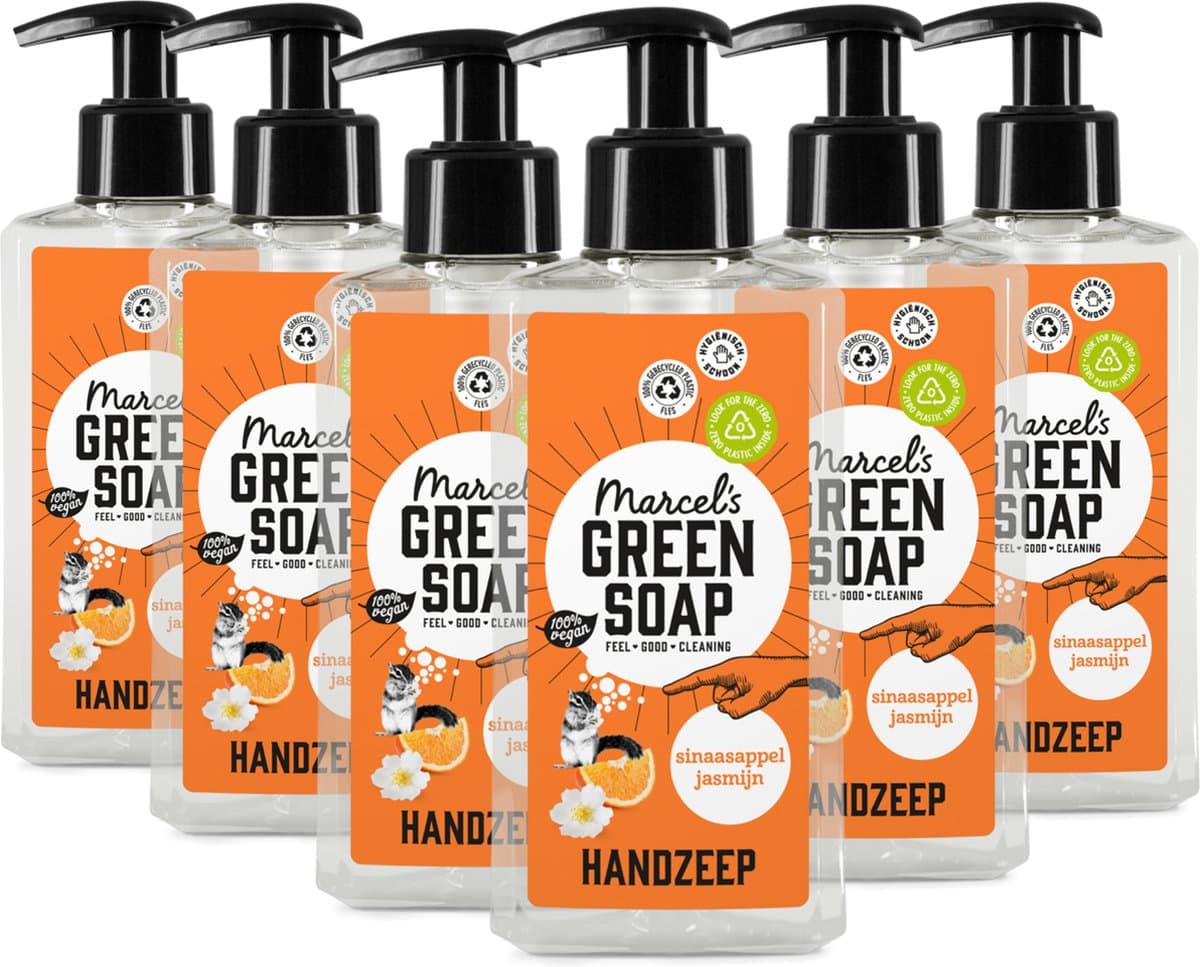 Marcel's Green Soap Handzeep - Sinaasappel & Jasmijn - 6 x 250ml