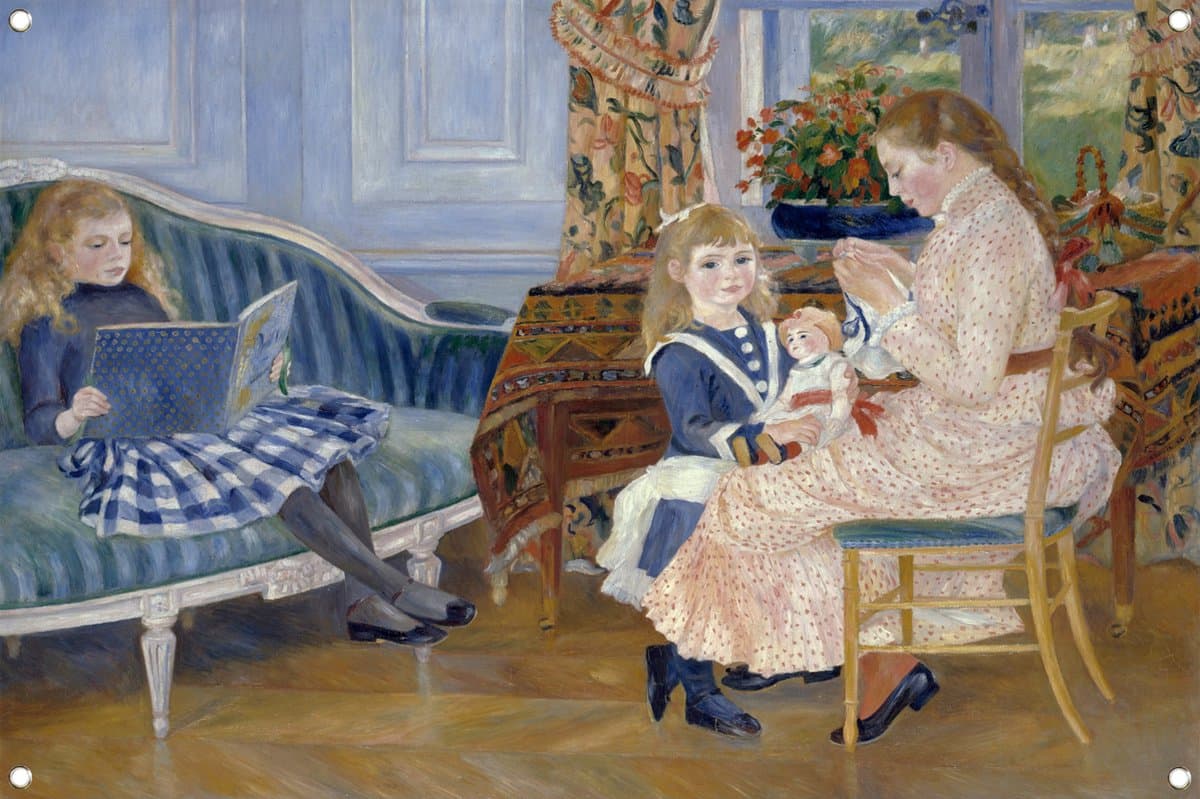Kindermiddag in Wargemont - Pierre-Auguste Renoir posters - Kinderen tuinposter - Tuinposters Personen - Wanddecoratie buiten - Tuindoek - Decoratie tuin tuinposter 90x60 cm