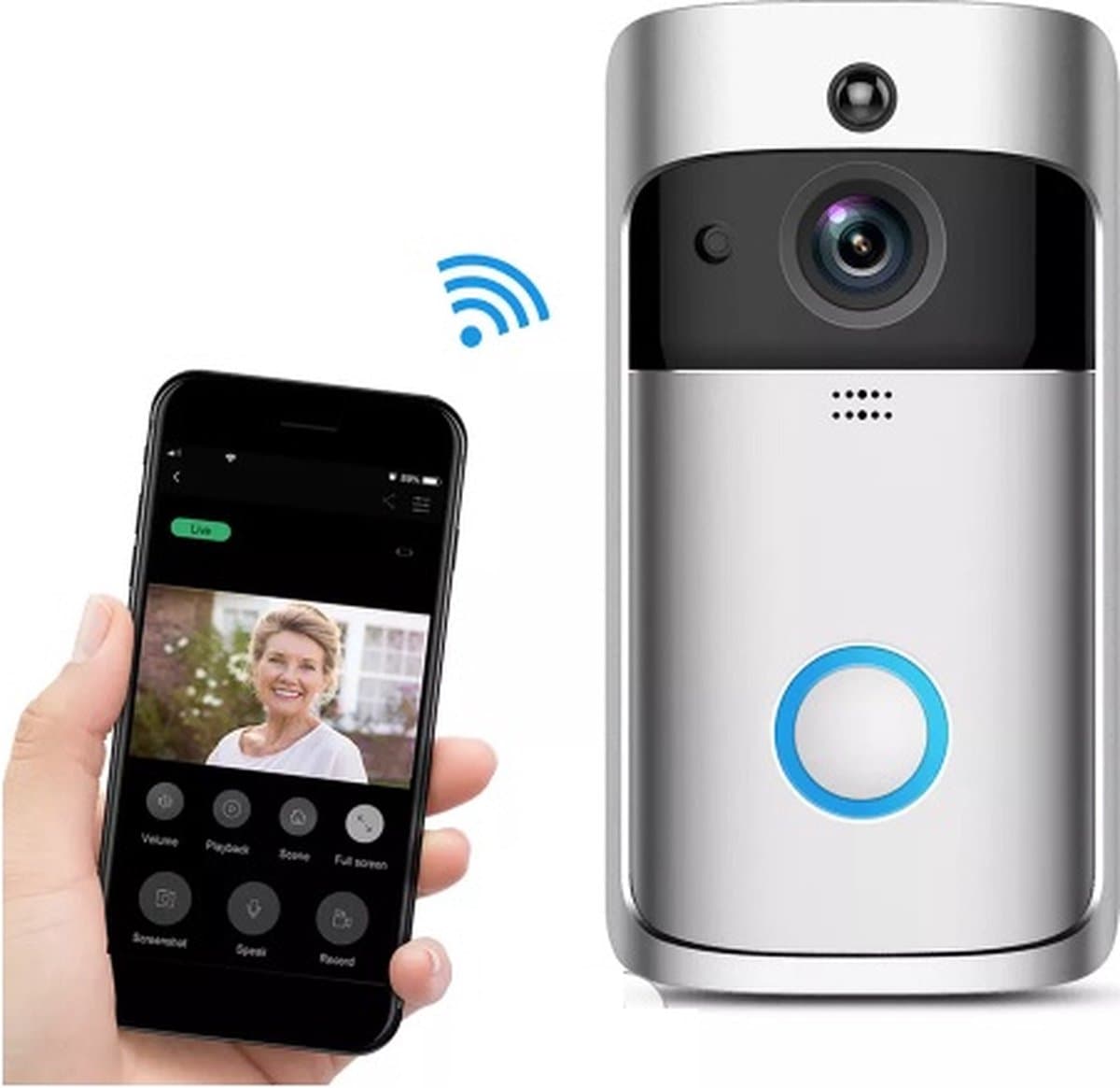 Home video Smart WiFi video deurbel draadloze deurbel met camera intercom Wireless Ring Doorbell - kleur grijs