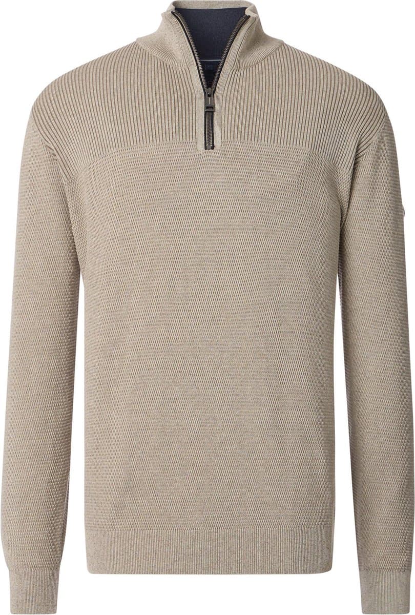 Casa Moda - Half zip trui - Heren - L - Beige - Katoen - 454382900