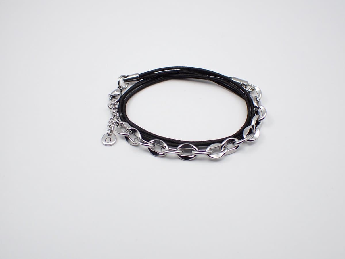 Colure® wikkelarmband jasseron robuust ovaal plat zwart