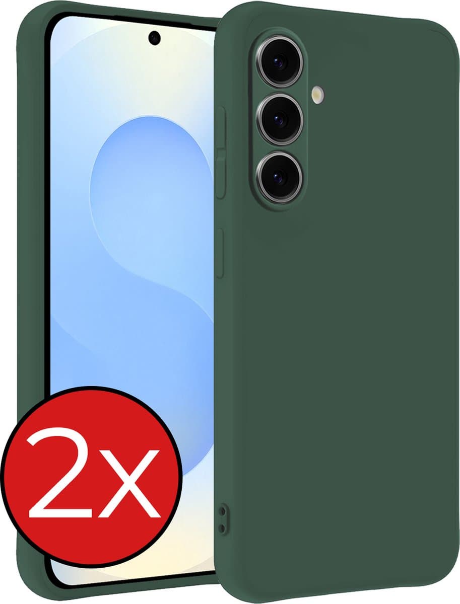 Hoesje - 2 Stuks - Geschikt voor Samsung Galaxy S25 Plus - Sterk & Shockproof - Telefoonhoes - Back Cover - Case Siliconen - Telefoon Hoes - Donkergroen