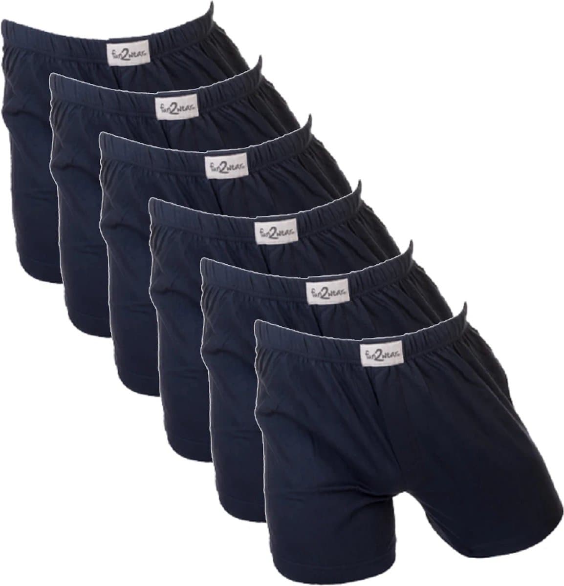 Fun2wear/Funderwear heren boxershorts wijd - 6-pack - maat L - Uni marine