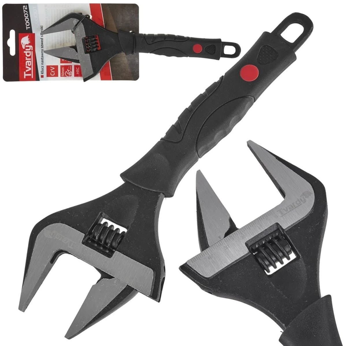 Tvardy Verstelbare moersleutel - extra brede bek - 0-50 mm - ergonomisch - CrV staal