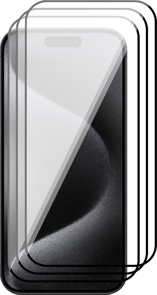 Screenprotector geschikt voor iPhone 15 Pro Max - 3x Gehard Glas Screen Protector FullGuard