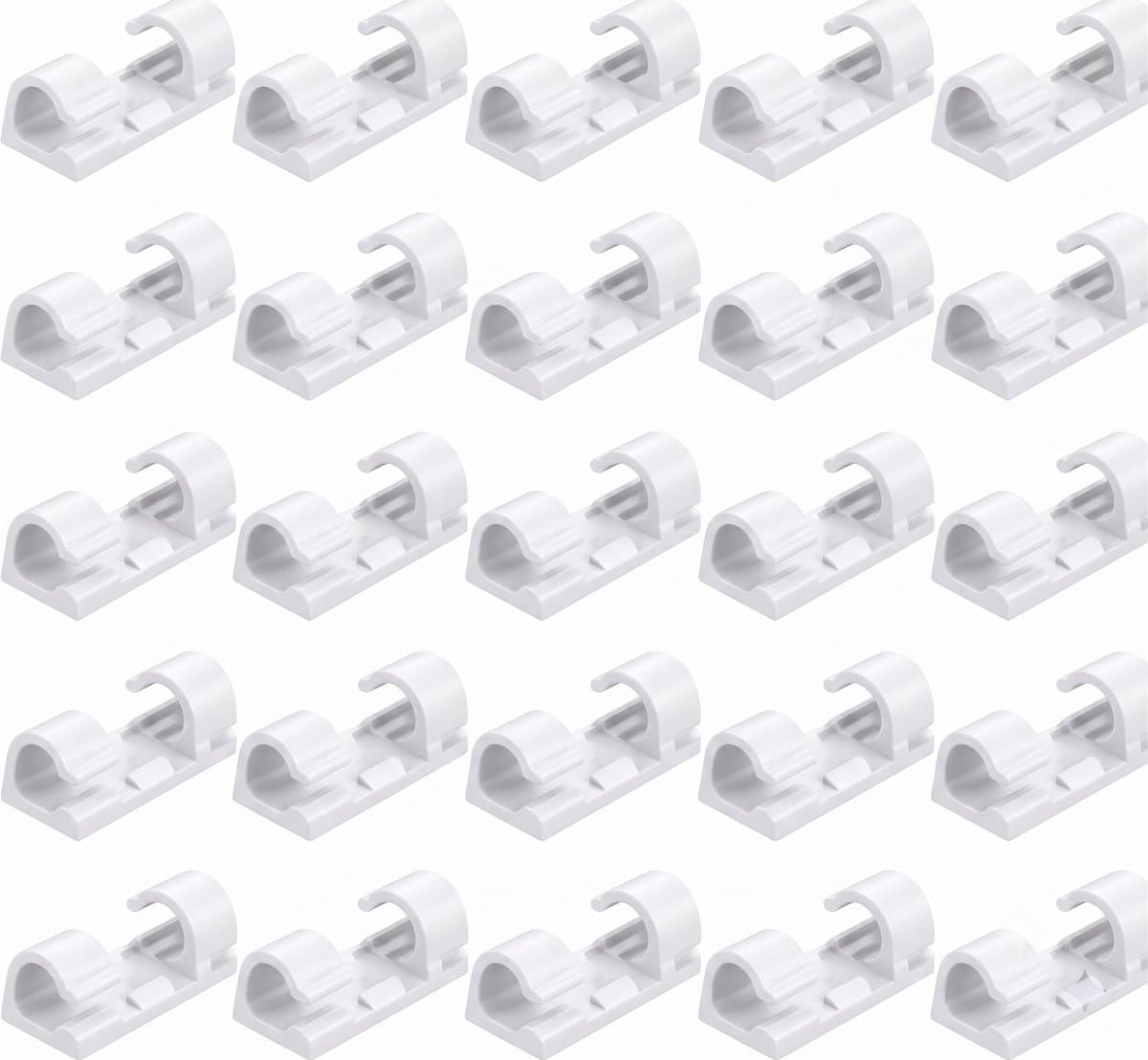 Kabelclips - 20 Stuks - Kabelhouder - Wit - Zelfklevend - Kabelbinder - Kabel organiser - OXILO