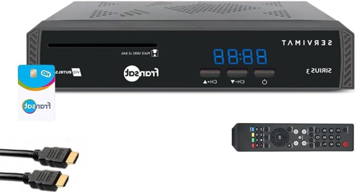 Satelliet Ontvanger - HD Receiver - Televisie Kijken - Inclusief Fransat Kaart - 2m HDMI Kabel - Blauw