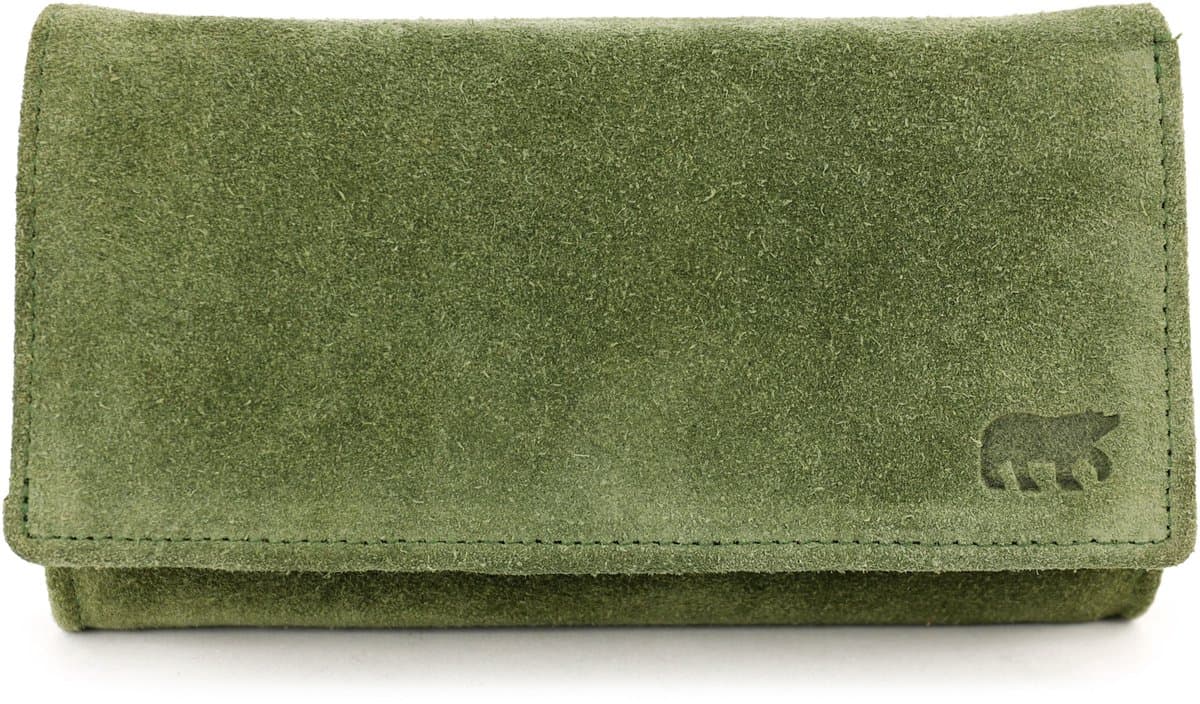 Bear Design Sweety XL Suede Leren Overslagportemonnee - Mosgroen