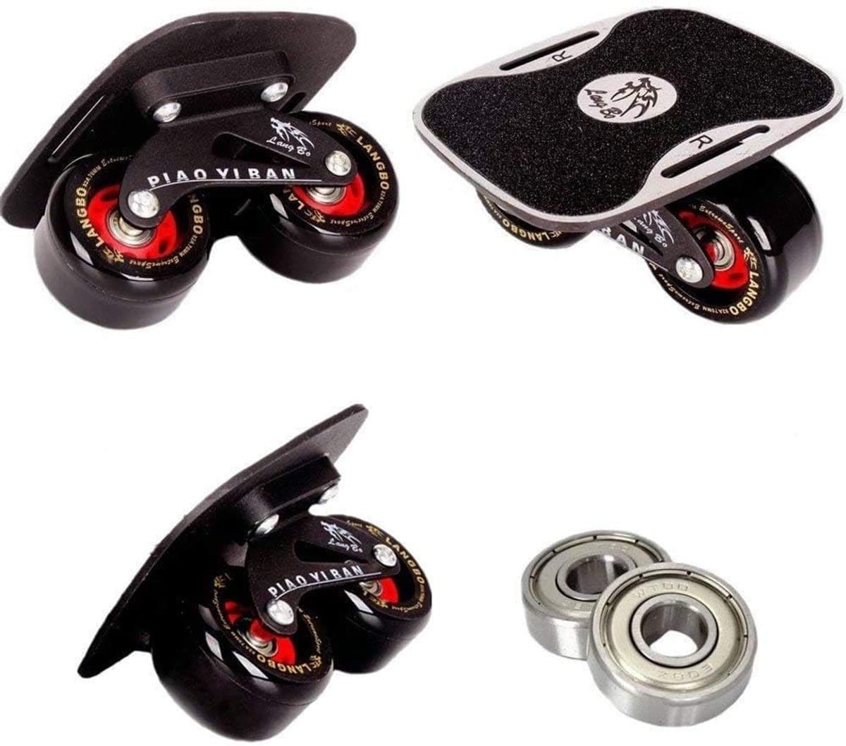 Drift Skates - Roller Skate Deck - Outdoor Skating - Licht Aluminium - 8 cm Wiel - Zwart