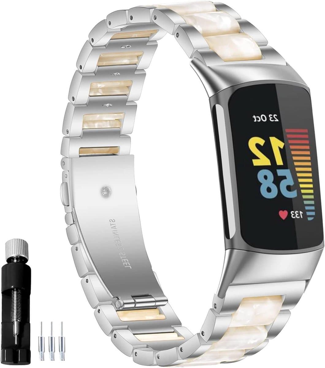 Horlogeband - Metalen band - Smartwatch decoratie - Verstelbare lengte - 20 mm breed - Zwart