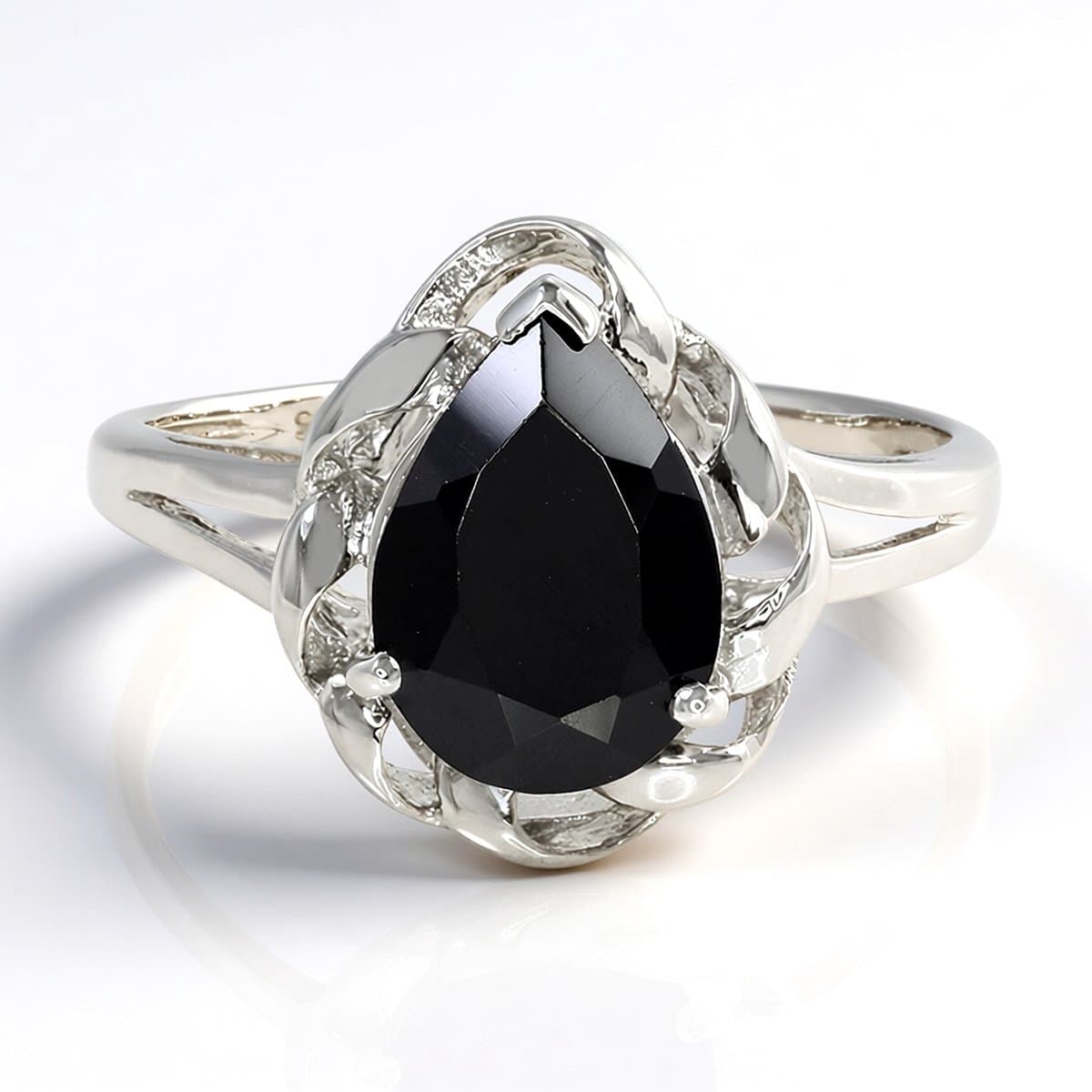 Cavill - Zilveren ring 925 Sterling met zwarte spinel 2 karaat - Druppelvormige zwarte spinel ring dames - Elegante sieraden uit Madagaskar
