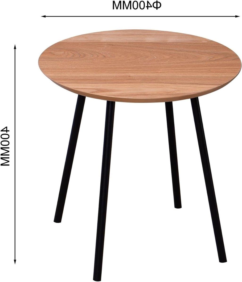 Bijzettafel Rond - Kleine Tafel - Woonkamer Gebruik - Stevig IJzeren Frame - One Size - Houtkleur